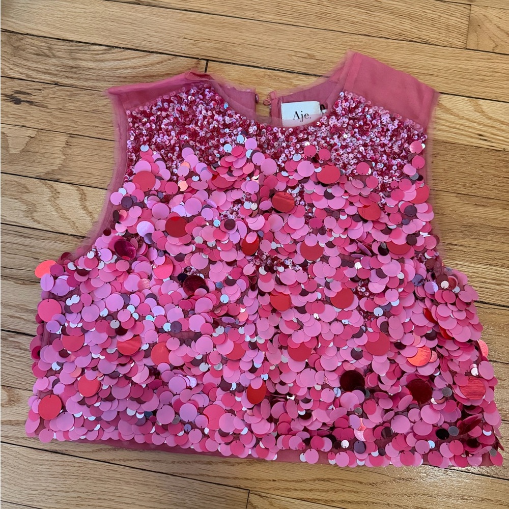Aje Pink Sequin Embellished Top
